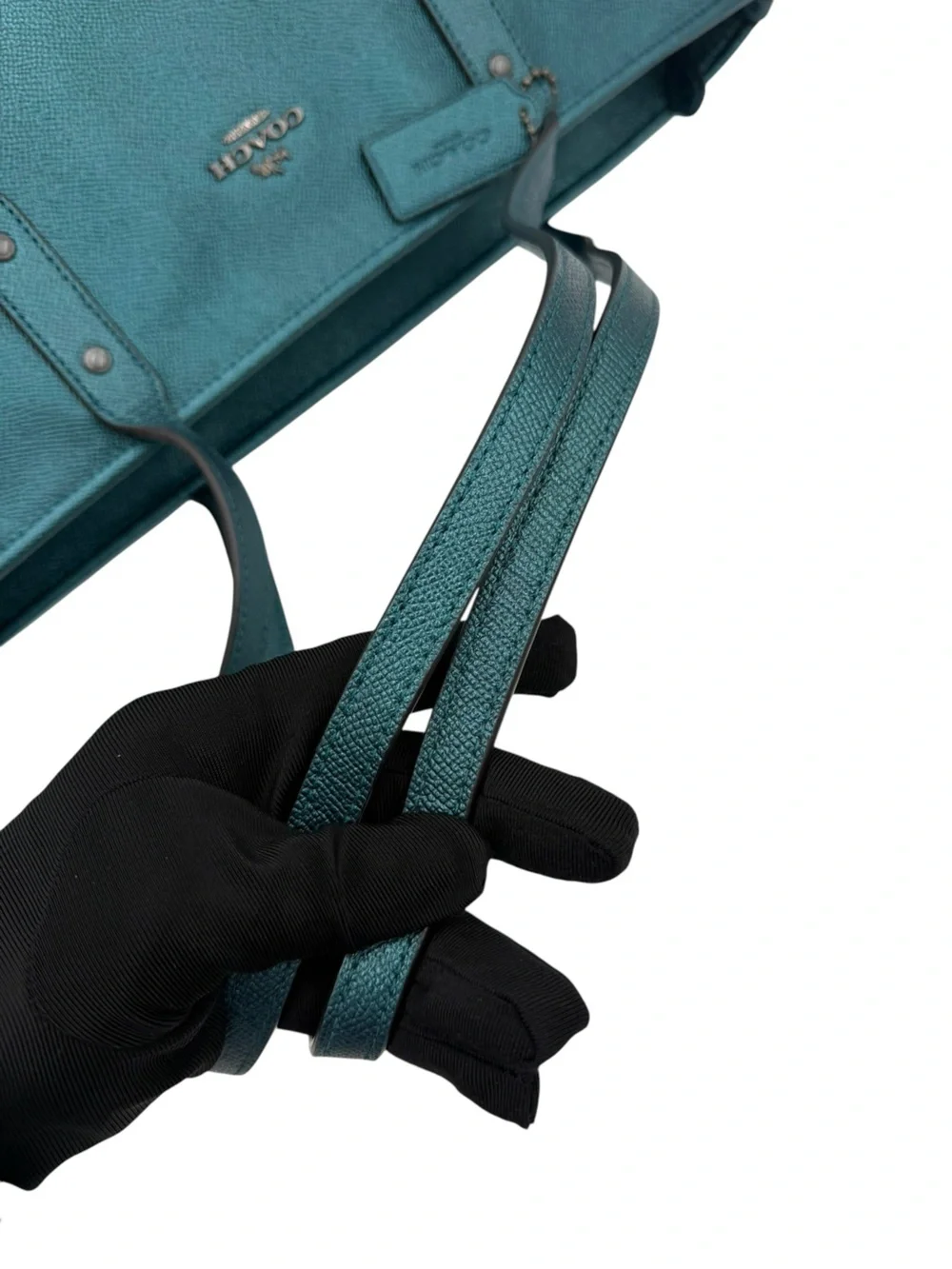 🦚 Coach City Tote in Metallic Teal / Viridian Crossgrain Leather 🦚